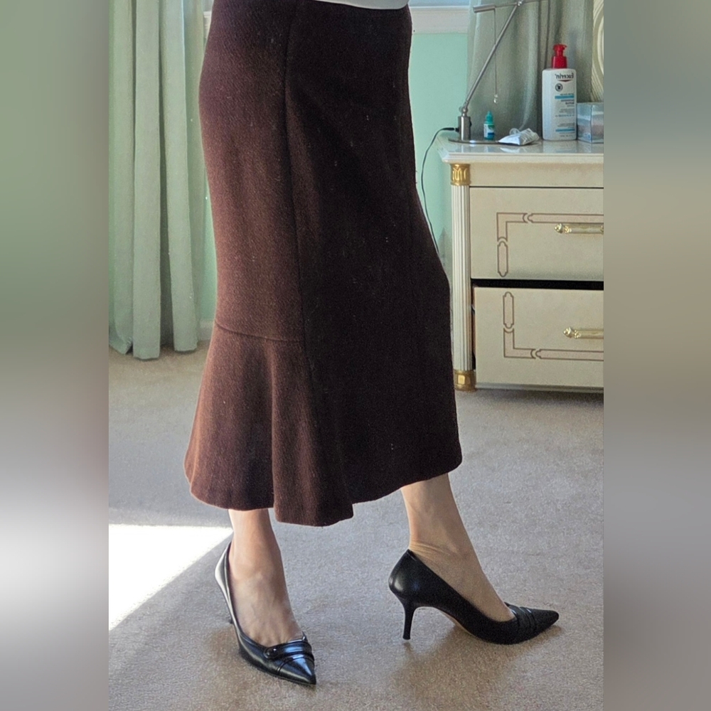 Lauren Ralph Lauren wool chocolate Midi Skirt